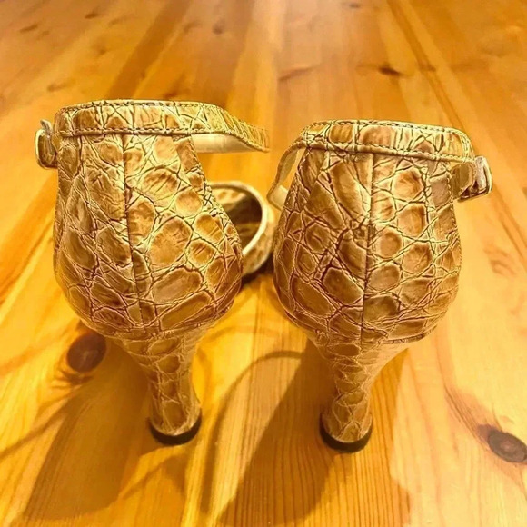 Varda Jenny B New York Designer Croc Leather Heel Sandals Corpcore Officecore - Picture 5 of 11